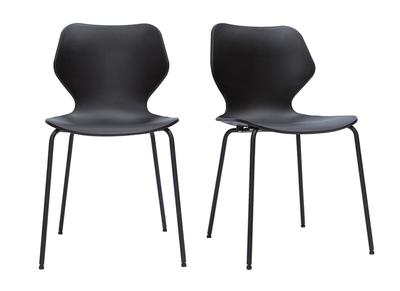 Set de 2 sillas apilables de diseño negro para interior/exterior FLIP